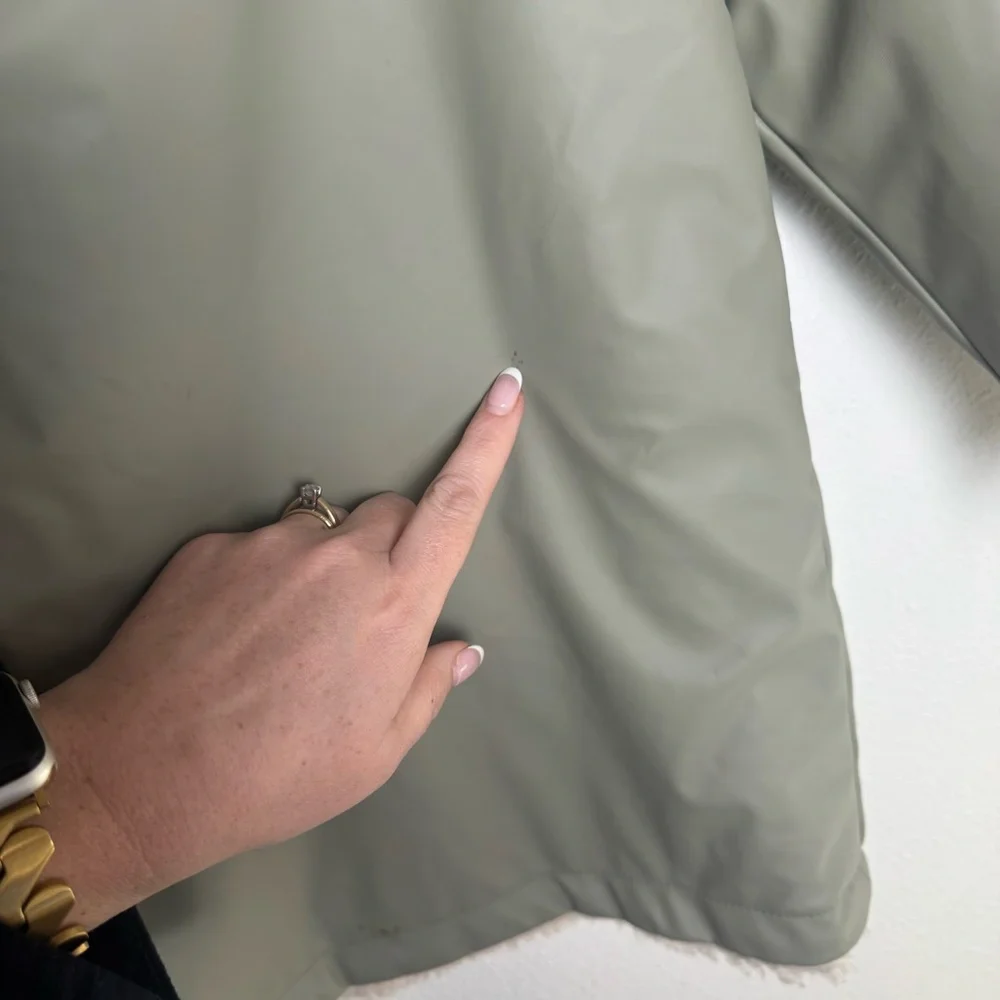 Zara‎ Girls green warm Winter Cream Sherpa lined hood Jacket